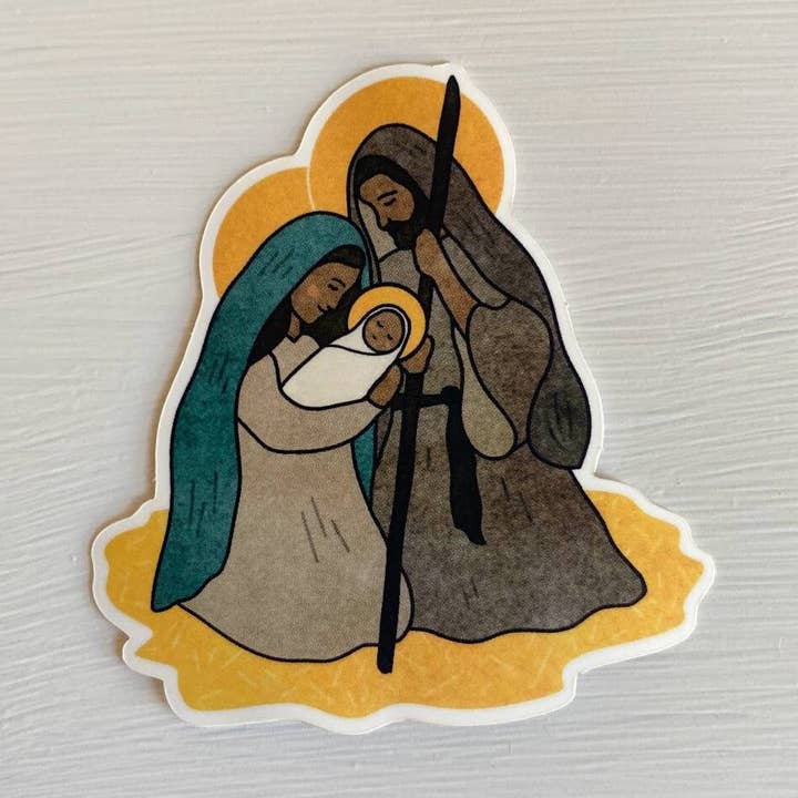 Autocollant de la Nativité, Jésus, Marie et Joseph, Noël catholique pour la vente par Small Things Print Co.