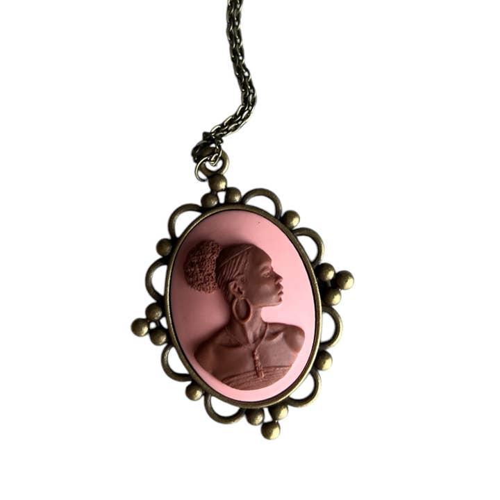 Pink Afrocentric Lady Cameo for wholesale by Flipping Dez LLC