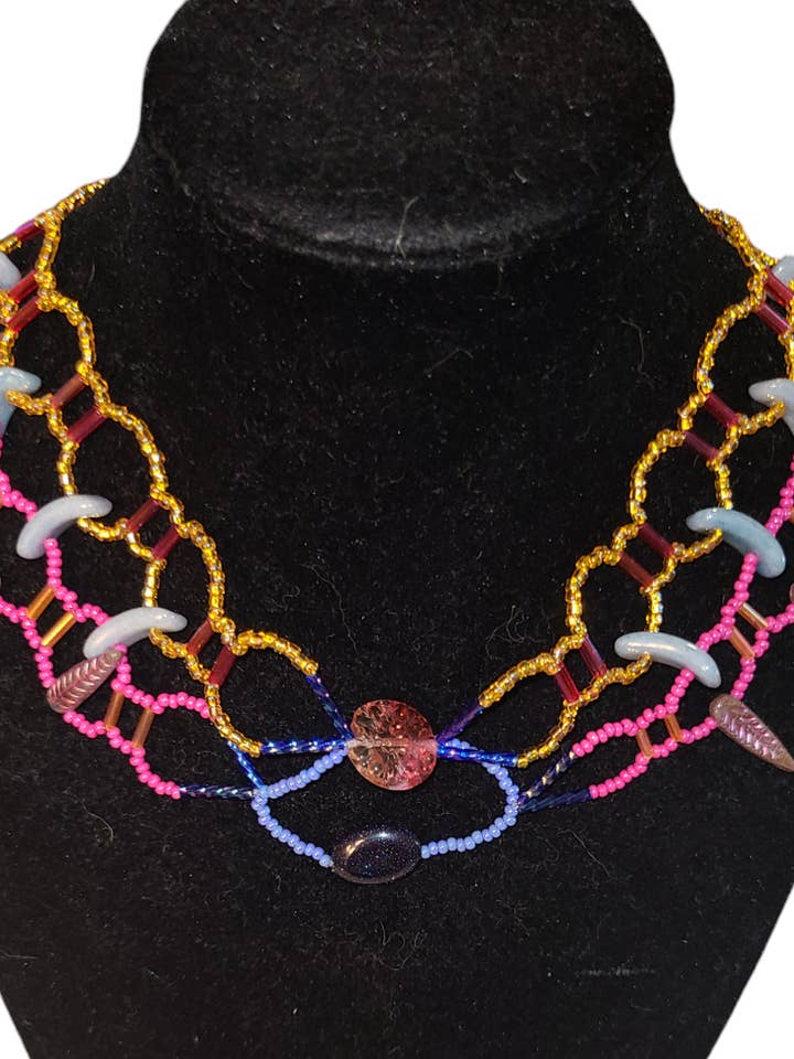 Summer Breeze Burnished Collar Necklace for wholesale by Tsuga Beadwork