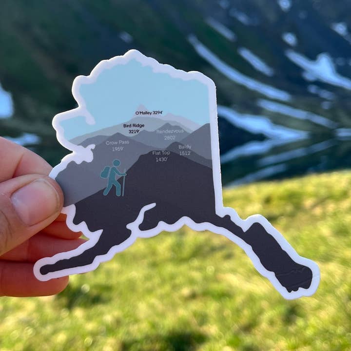Alaska State Map Anchorage Area Hiking Sticker, Laptop for wholesale by Sea Spray AK