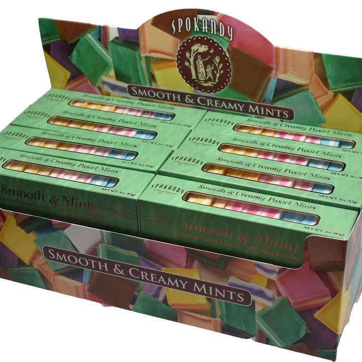 Spokandy Chocolatier - Wholesale Mints - 3oz Pastel Mint Tube Box - Assorted Colors