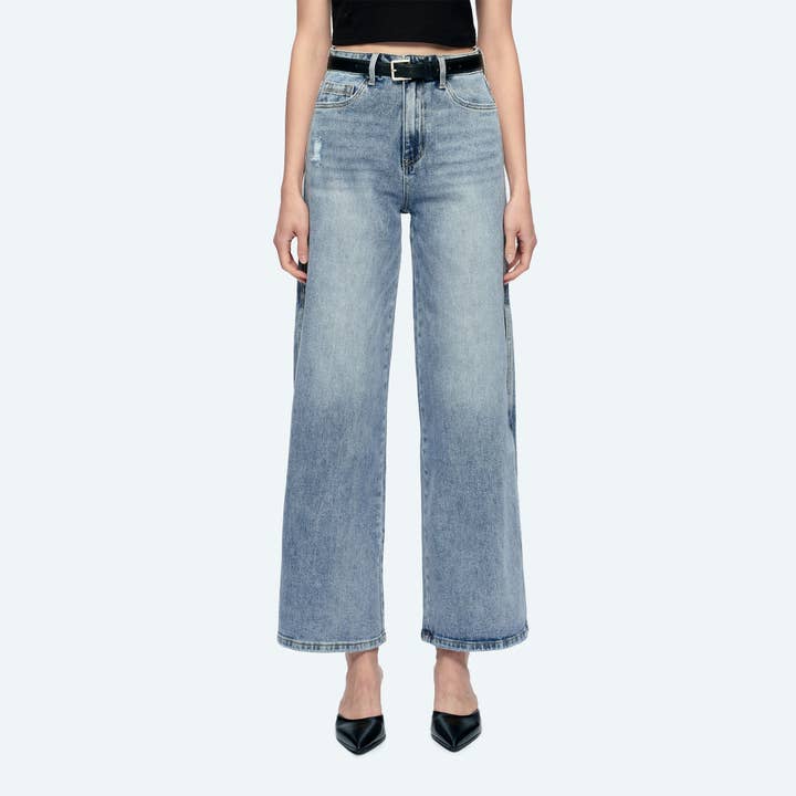 SUPER HIGH RISE WIDE LEG JEANS(FINISHED HEM,SLIT) BYW8037 for wholesale by BAYEAS