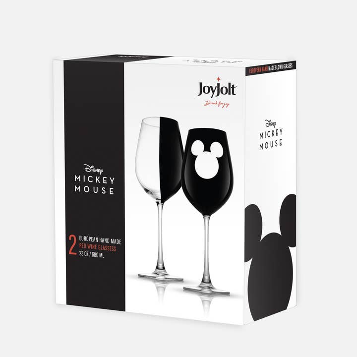 JoyJolt – Großhandel Weingläser – Disney Luxury Mickey Mouse™ Rotweingläser, 2er-Set