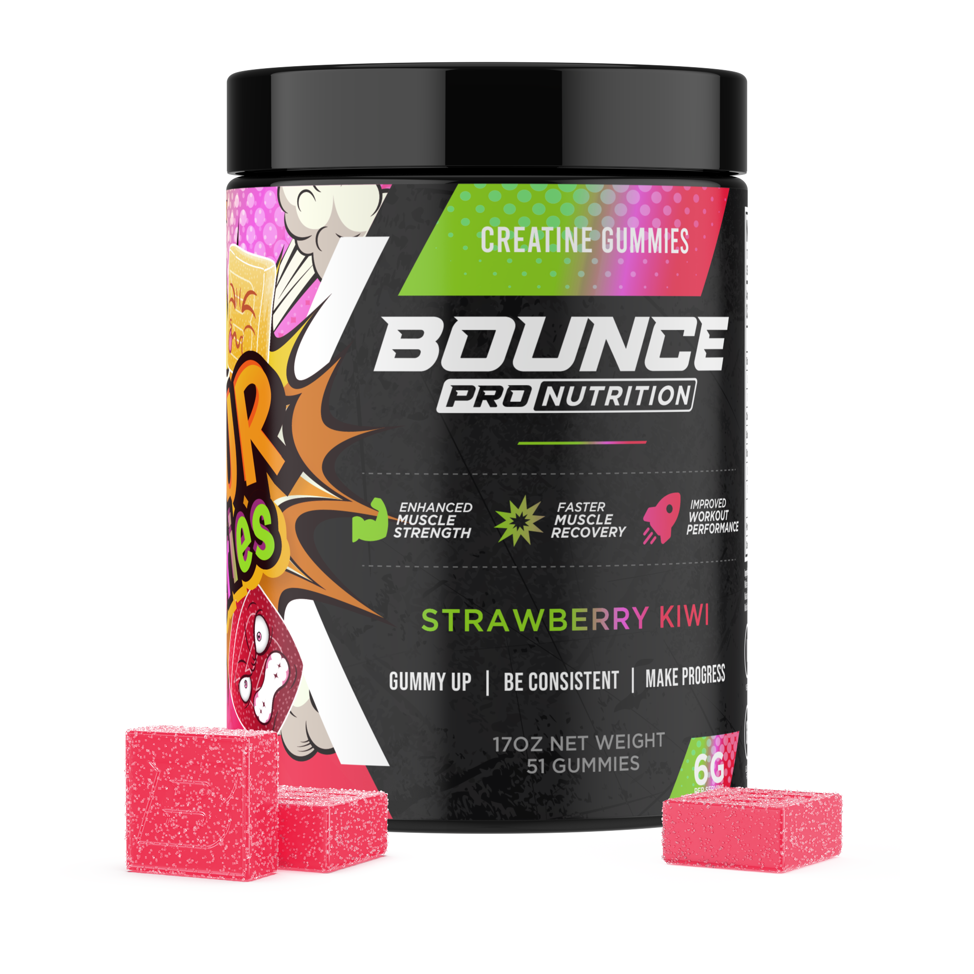 Bounce Nutrition - Wholesale Oral Supplement/Vitamin - Creatine Gummies - Sour Series12