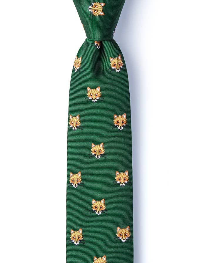 Stone Cold Fox Skinny Tie - Green Silk for wholesale by Alynn