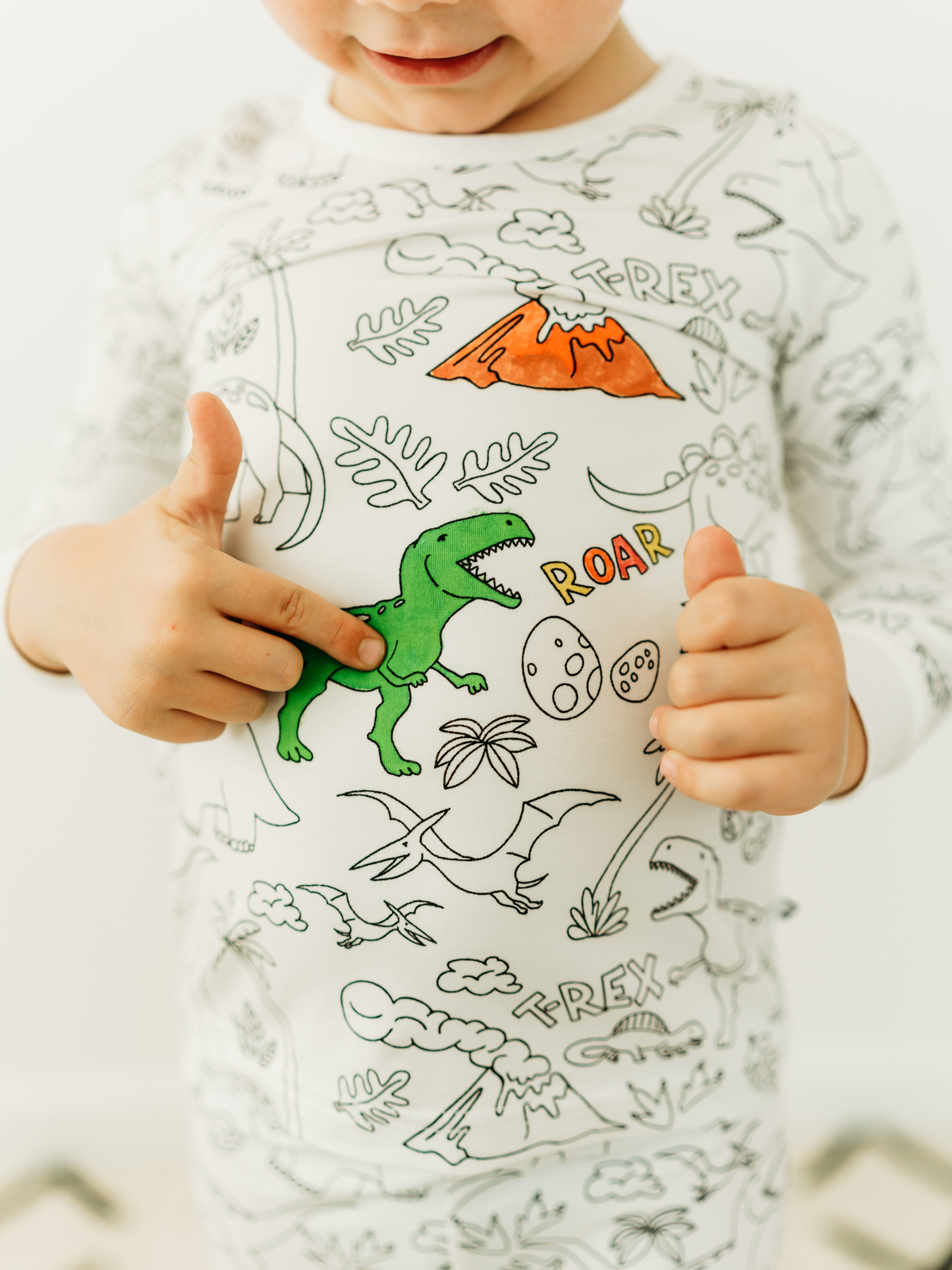 Bee Colorful Co. - Wholesale Sleepwear Set - Kids - Dinosaur Coloring Pajamas 2 piece set made from Bamboo14