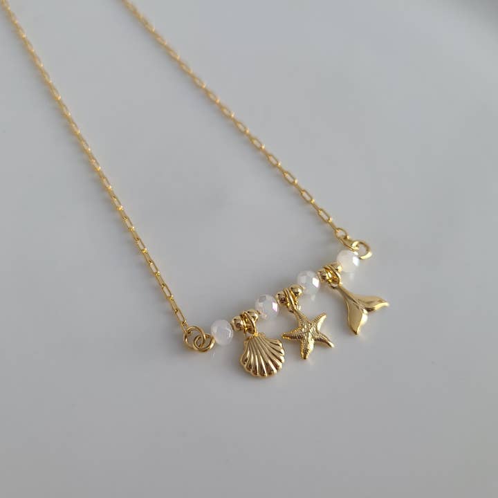 Marine & krystaller halskæde for engroshandel hos Christina Rocha Handmade Jewelry & Accessories