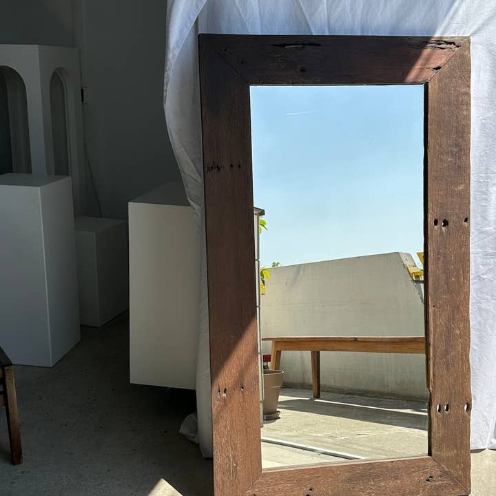 Office Objets - Wholesale Wall Mirror - Mirror with exotic brutalist old iron wood frame H:139cm21