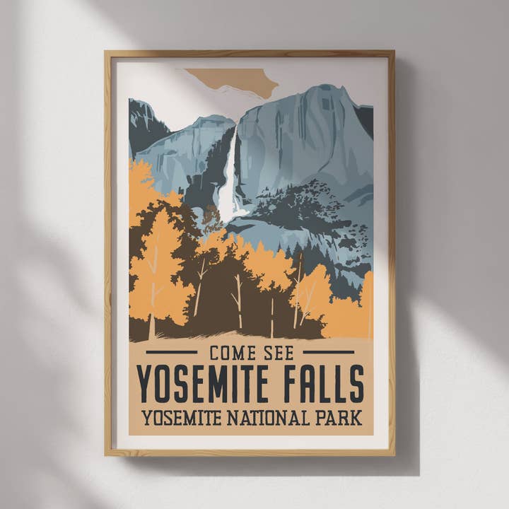 Affiche de voyage de Yosemite Falls pour la vente par Recollection Project