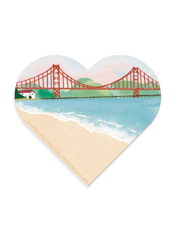 San Francisco Golden Gate Bridge Heart Magnet for wholesale by Little Love Press
