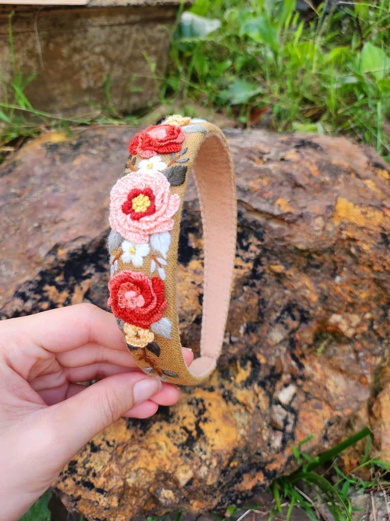 Quince Fables - Wholesale Haarband - Dames - 3D Geborduurde Bloemen Haarband, Brianna Collectie ✅1