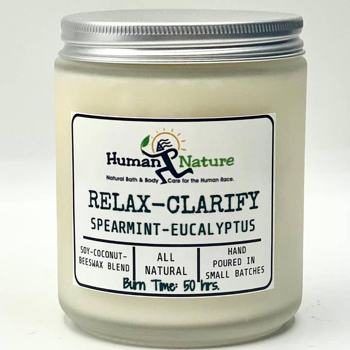 Human Nature of Maine - Venta al por mayor Velas en tarros - Tarro helado Relax-Clarify con vela de coco, soja y cera de abejas