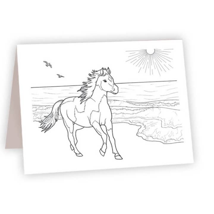 Coloring Card - Horse for wholesale by Ahava River Cards, Books & Decor
