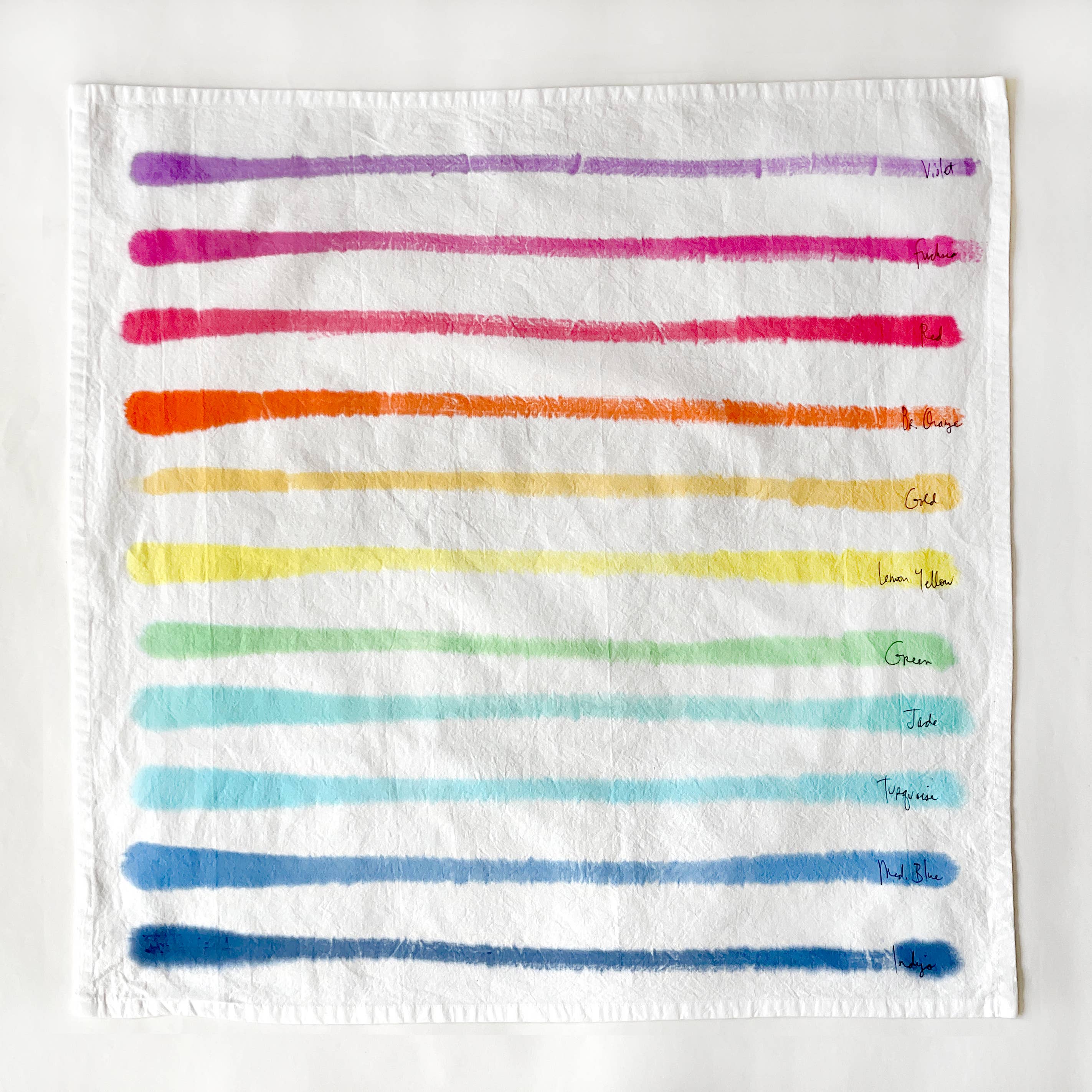 Merle Works - Wholesale Tea Towel - Rainbow Stripe Hand-painted Tea Towel0