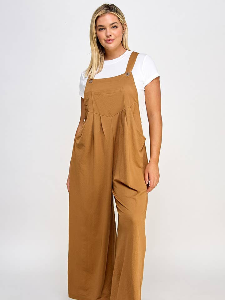 Haute Fox Plus Size & Contemporary - Wholesale Overalls - Women's - Plus Size Pleated Overalls with Pockets - JK18514-JS4