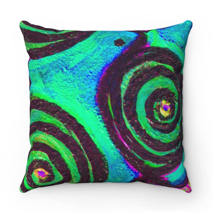 Confetti Frog Swirl Cool firkantet pude for engroshandel hos Fridge Art Boutique