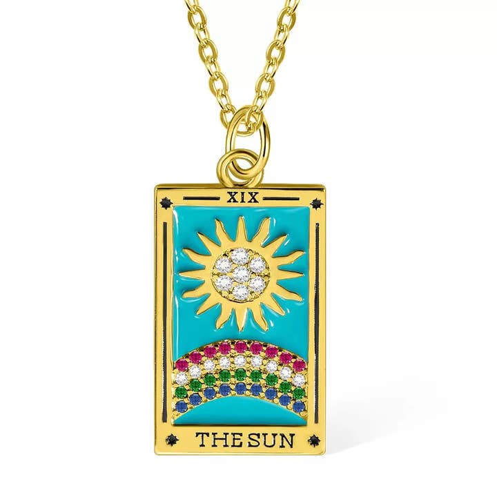 Wild & Free - Wholesale Pendant/Charm Necklace - Tarot Card Pendant Necklace, Enamel Tarot Necklace