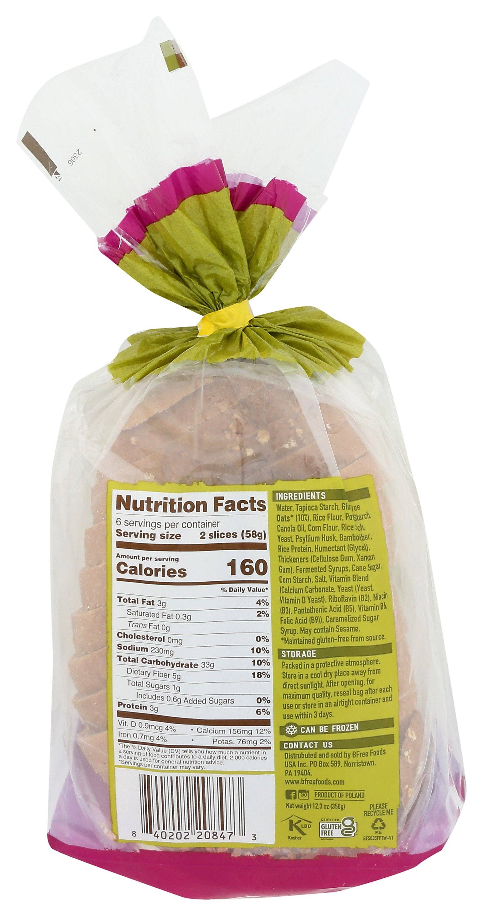 Everyday Supply Co - Wholesale Bread/Tortilla - BFREE BREAD OAT LOAF - Case of 61