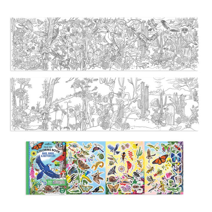 eeBoo - Wholesale Coloring Book - Kids & Baby - Bugs, Birds & Butterflies Fold-Out Coloring Book