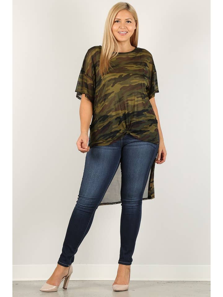 Camouflage Tunique Hi-Low pour grandes tailles - Camo Mesh - WG17008-T en vente sur Faire4