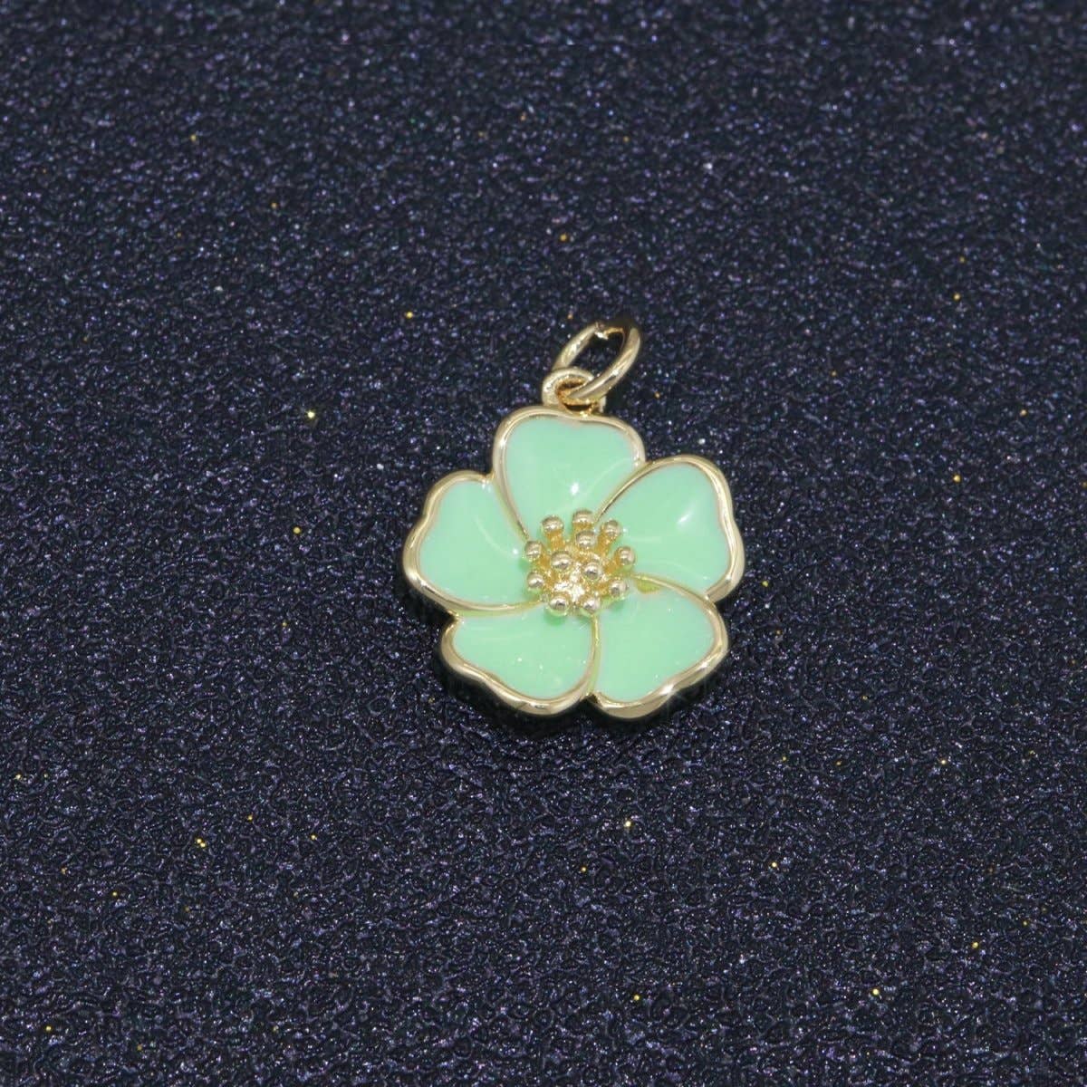 Aim Eternal - Wholesale Individual Charm/Pendant - Dainty Hibiscus Charm Tropical Flower Gold Filled Enamel Charm Hawaiian Inspired Jewelry Pendant for Necklace Bracelet Earring Component M-505 M-506 M-5078