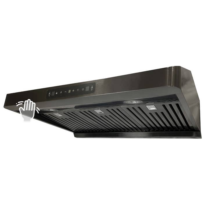 Crown 30 Inch 800 CFM Black Stainless Steel Gesture Control Under Cabinet Range Hood PRO-BF15BS for wholesale by Renoshop