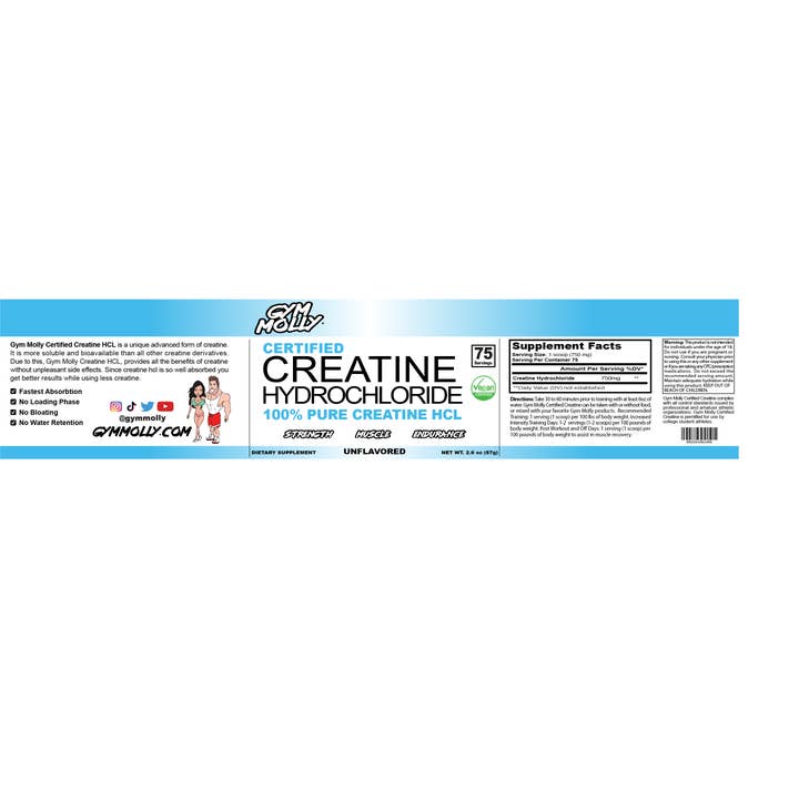 Gym Molly - Wholesale Oral Supplement/Vitamin - Certified Vegan Creatine Hydrochloride