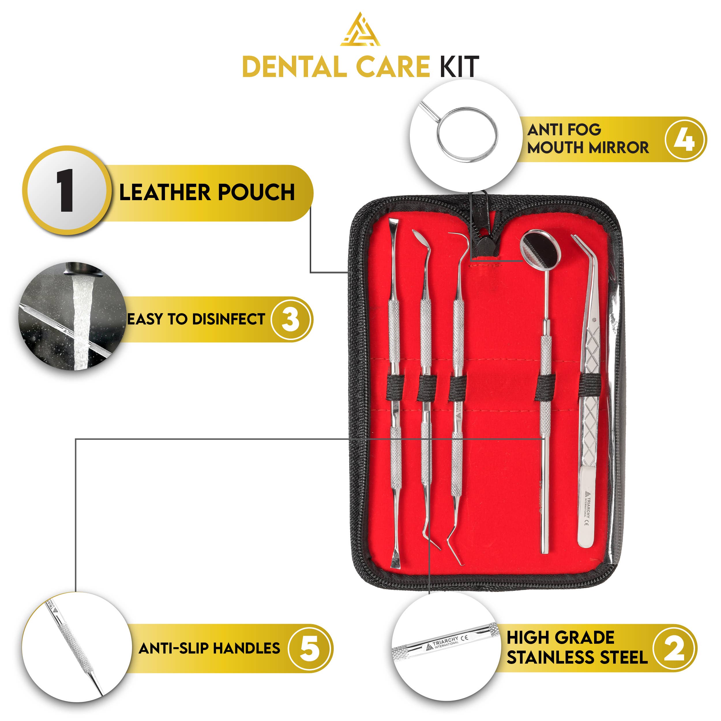 Triarchy International - Wholesale Oral Care Set - 5PC - Premium Dental Care Kit for Plaque and Tartar Removal6