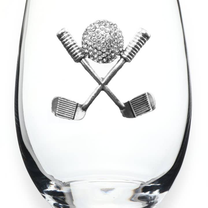 The Queens' Jewels® - Wholesale Wine Glass - Golf Clubs and Ball Stemless Wine Glass1