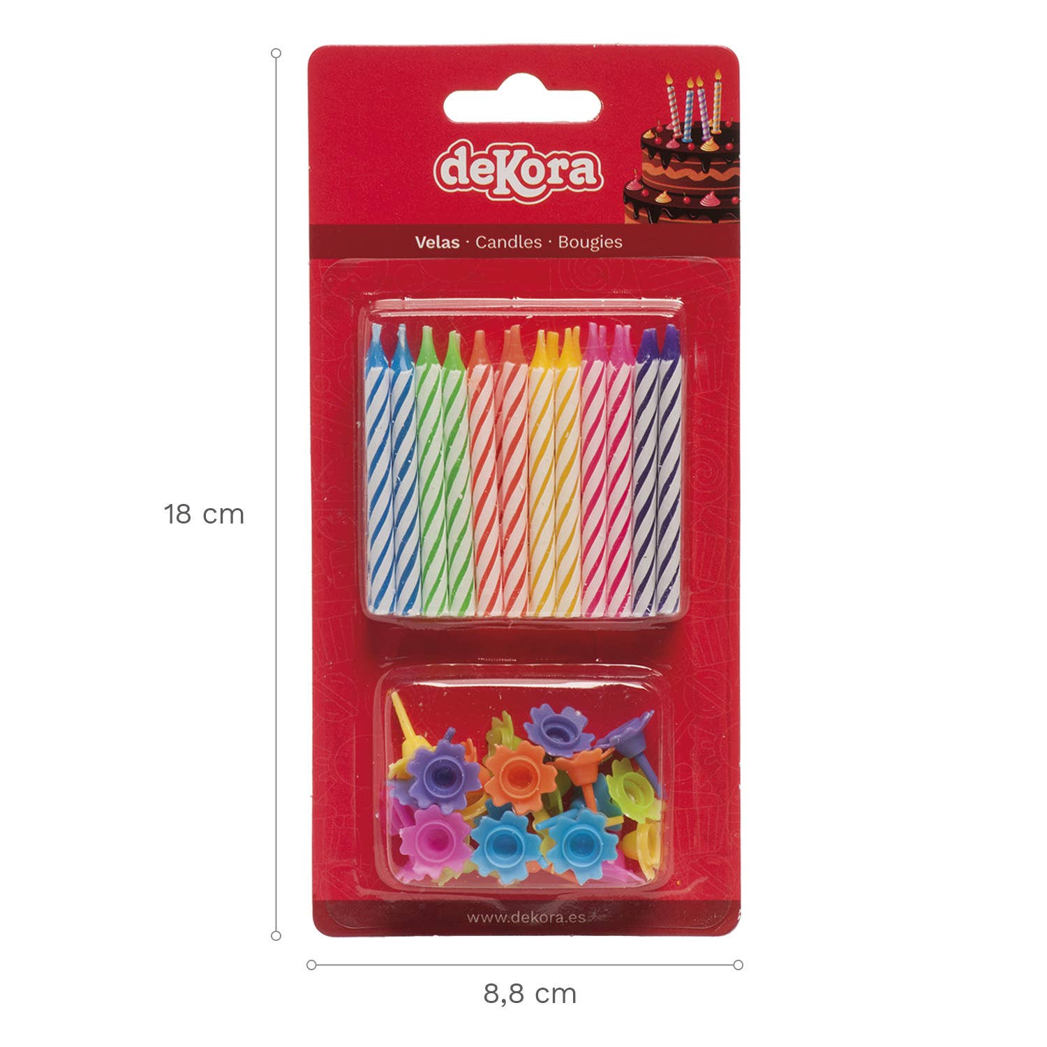 dekora – Großhandel Kuchenkerze – Bunte Geburtstagskerzen für Kuchen, 24 Stück1