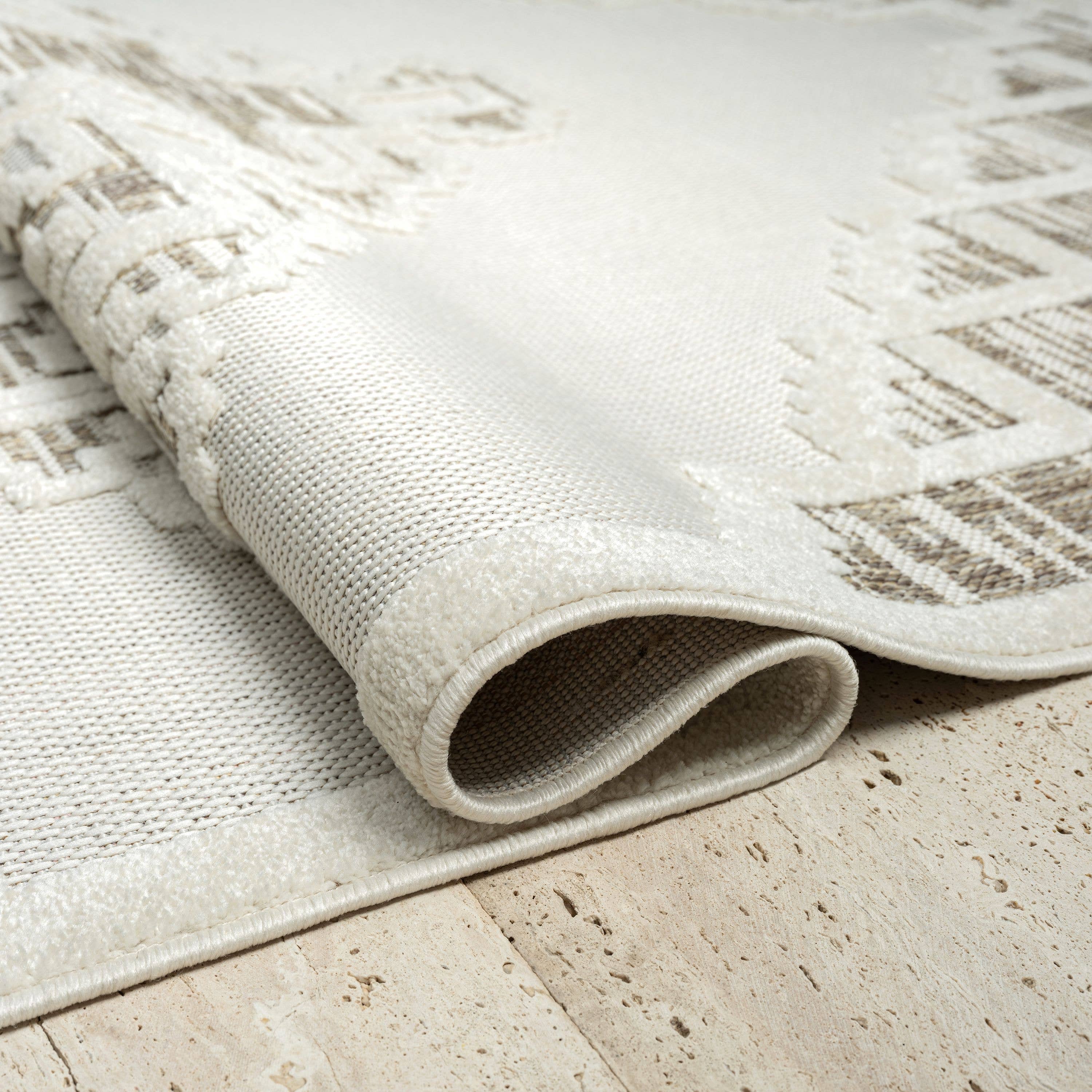 Abani Rugs - Wholesale Area Rug - Abani Indoor/Outdoor Tribal Medallion Beige Area Rug2