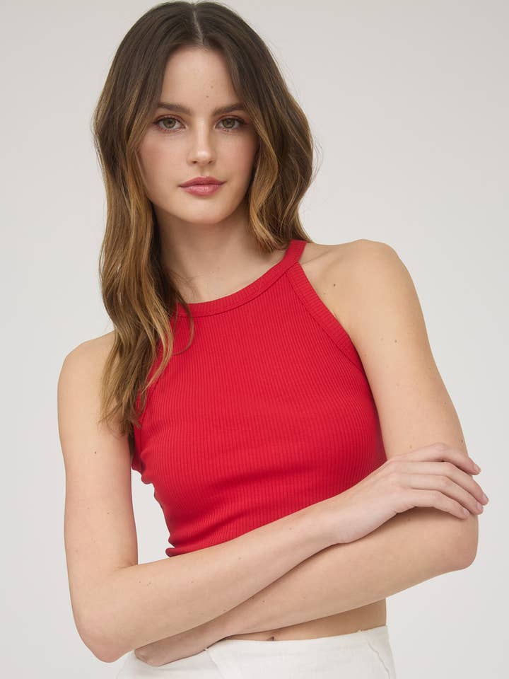 The Workshop Studio - Wholesale Knit Top - Women's - CROPPED SLEEVELESS KNIT HALTER TOP