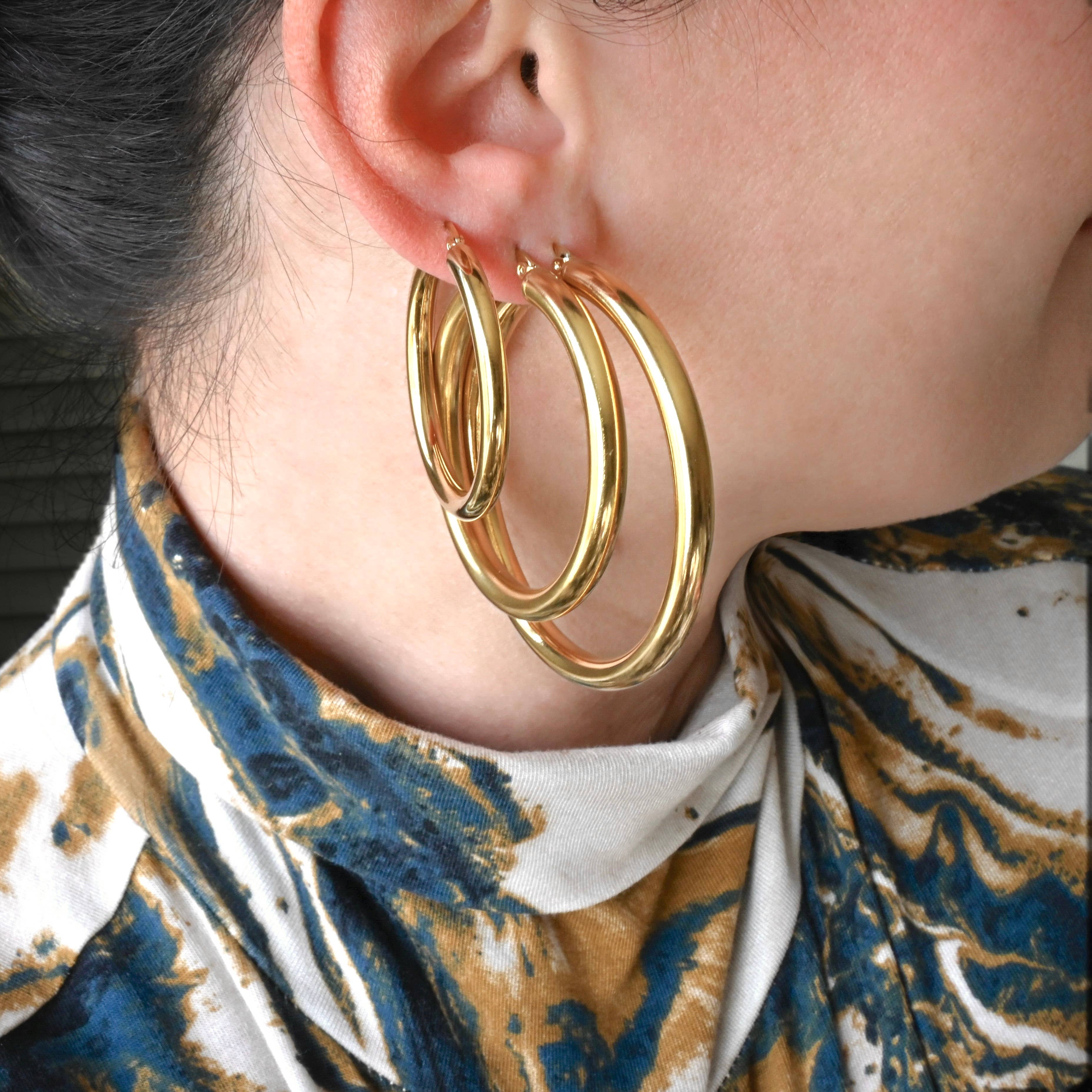 Blueyejewelry - Wholesale Hoop Earrings - 4.5 mm Tunnel Hoops - Waterproof Thick Tube Hoop Earrings3