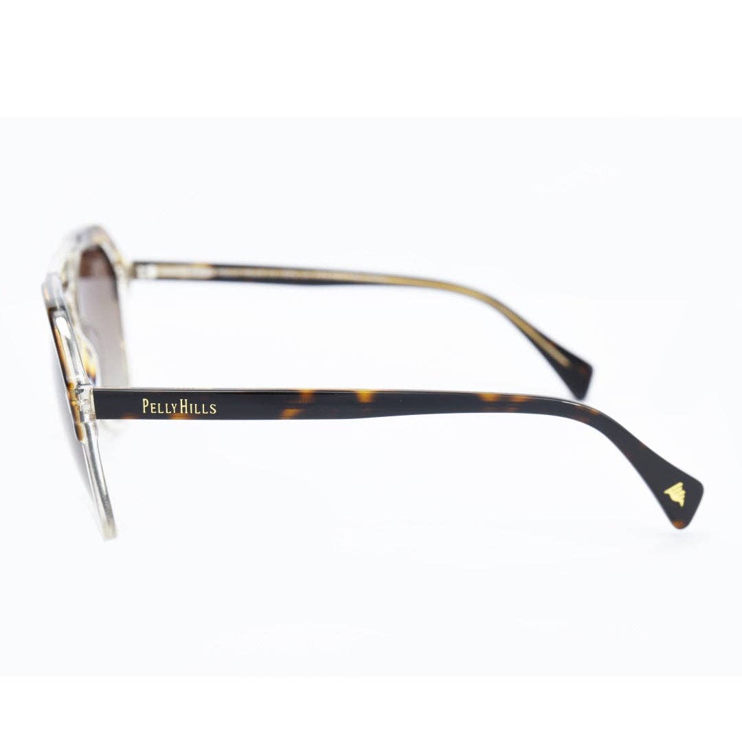 PELLY HILLS - Wholesale Zonnebril - Uniseks - Bruine kristallen aviator zonnebril2