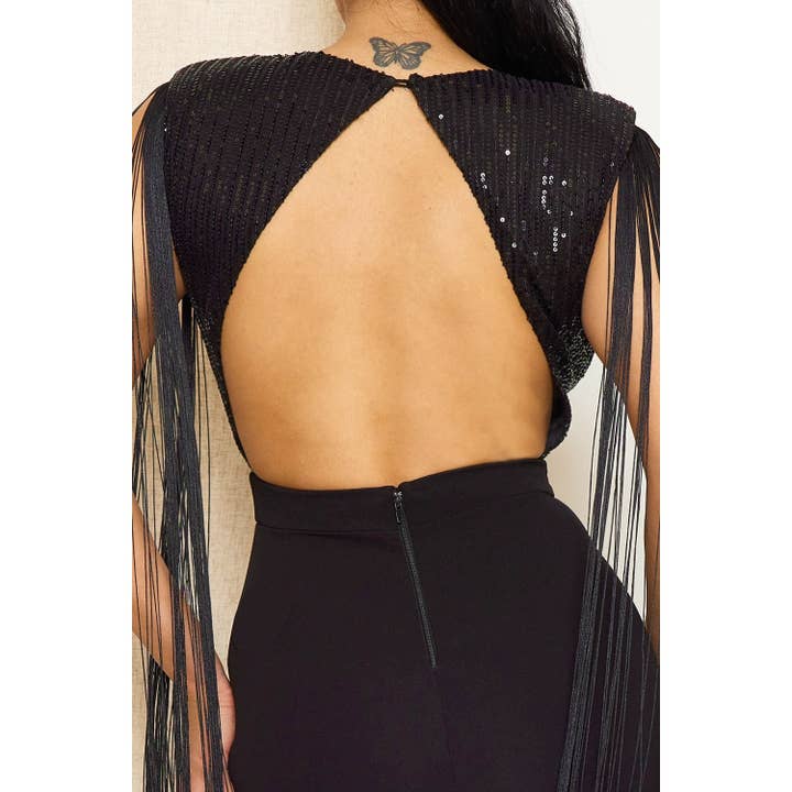 omgstyles – Engroshandel Jumpsuit - Dame – PAILLET TOP MED FRYNSER ÆRME BUKSEDRAGT