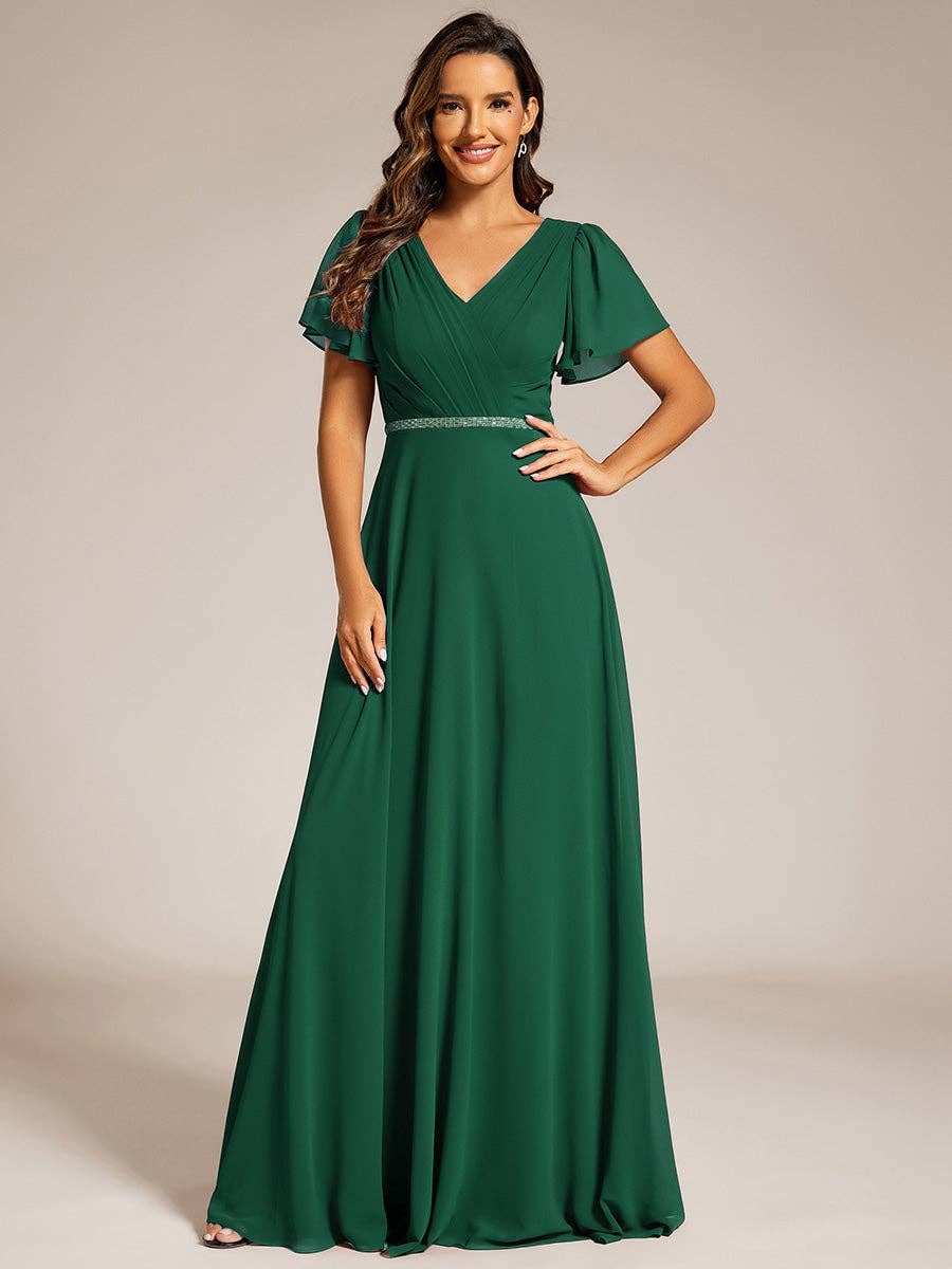 Ever-Pretty - Wholesale Gown - Women's - Midi Length Ruffles Sleeves Chiffon Dresses22