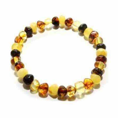 Adult Pebble Beach Mixed Baltic Amber Stretch Bracelet for wholesale by Love Amber x