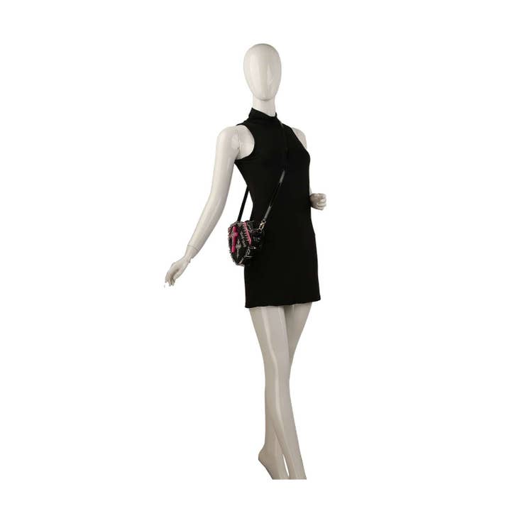 Black Cross Accented Heart Design Shoulder Bag for wholesale on Faire
