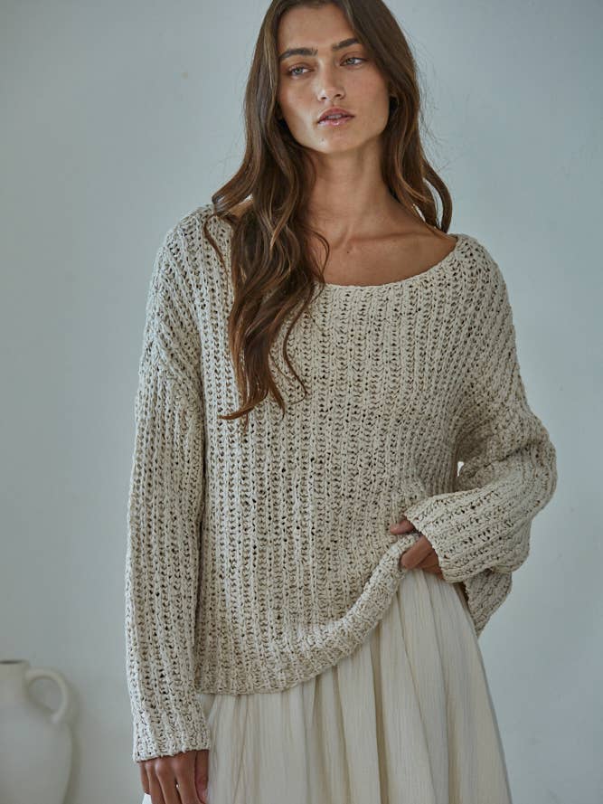 W2369 | Knit Sweater Cotton Polyester Oversized Top for wholesale by By Together