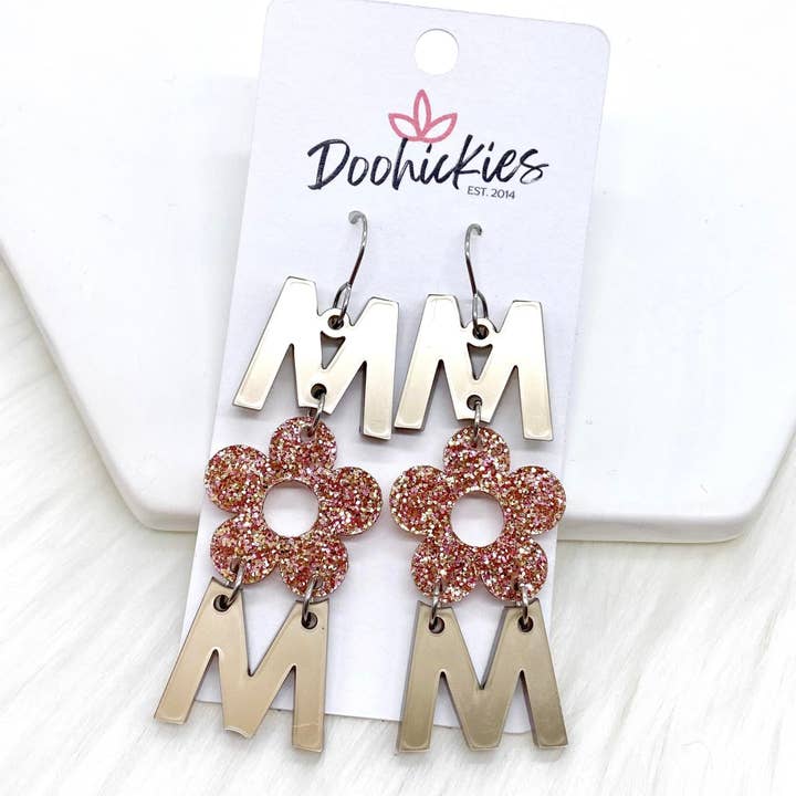 2.5" Rosy Mom Acrylics -Earrings for wholesale by Doohickies