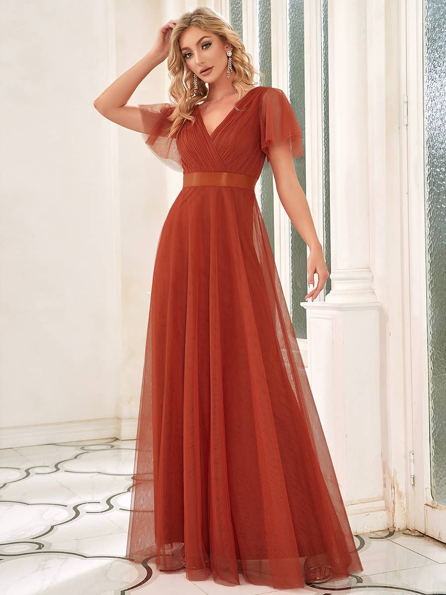 Ever-Pretty - Vente Robe de soirée – femme - Robe de demoiselle d'honneur trapèze à col en V14