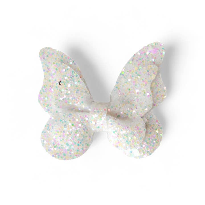 Fermaglio per capelli scintillante con ali di fata e glitter bianchi per la vendita all'ingrosso da parte di iMiN Kids