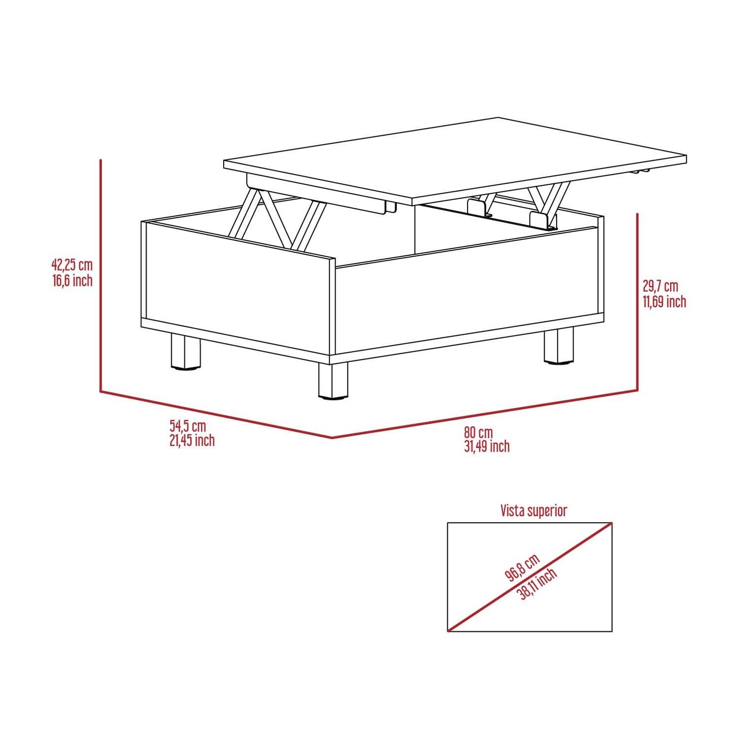 TUHOME FURNITURE - Wholesale Coffee Table - Gambia Lift Top Coffee Table, Four Legs6