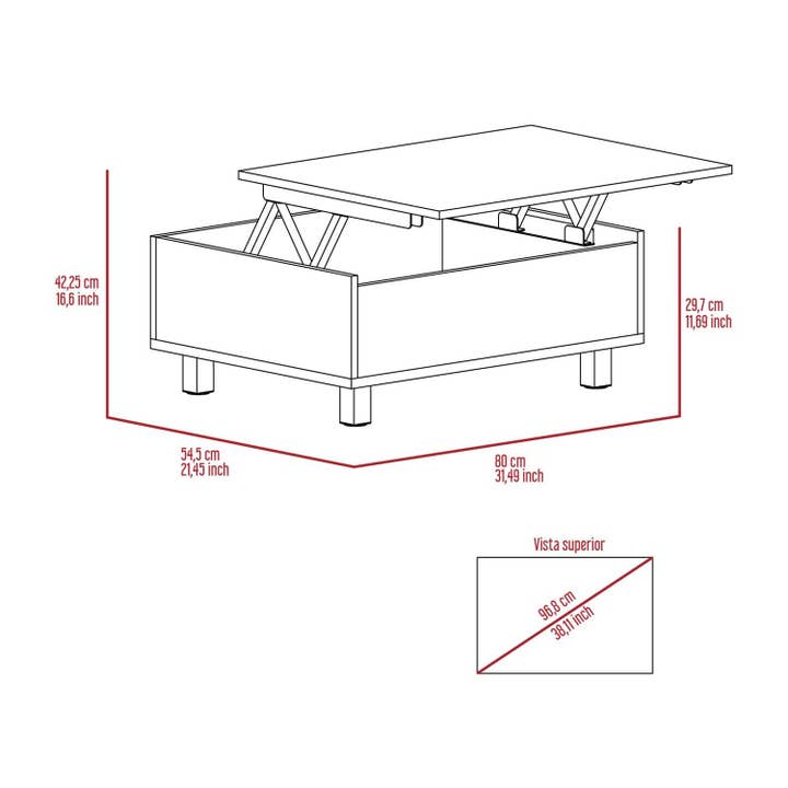 TUHOME FURNITURE - Wholesale Coffee Table - Gambia Lift Top Coffee Table, Four Legs6