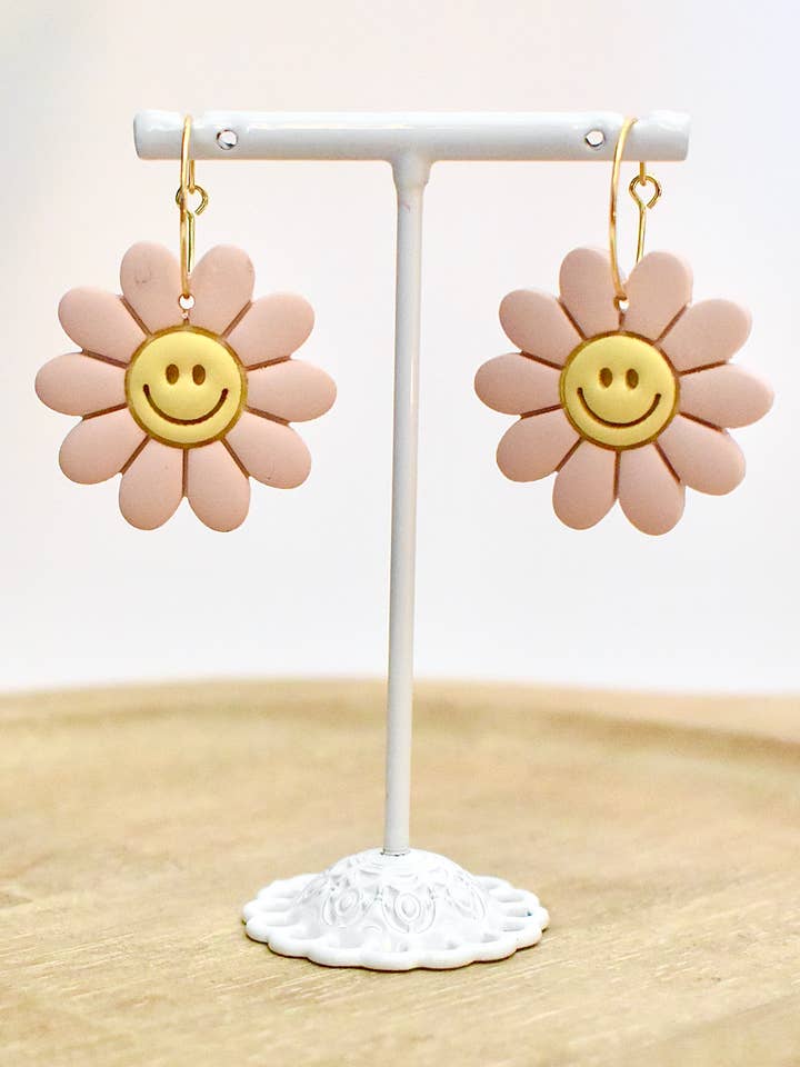 Smiley Flower Hoops for wholesale by Dusty Rose Creations