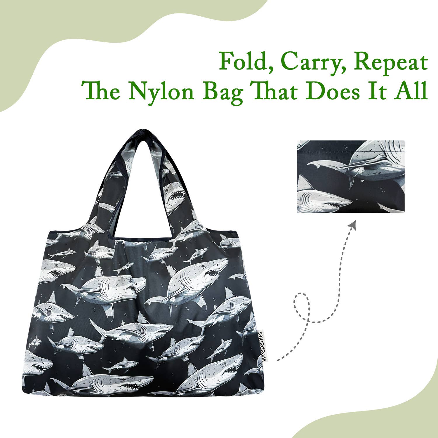 Wrapables.com - Vente Sacs de course/à provisions - Sac de courses réutilisable en nylon grand format Wrapables33