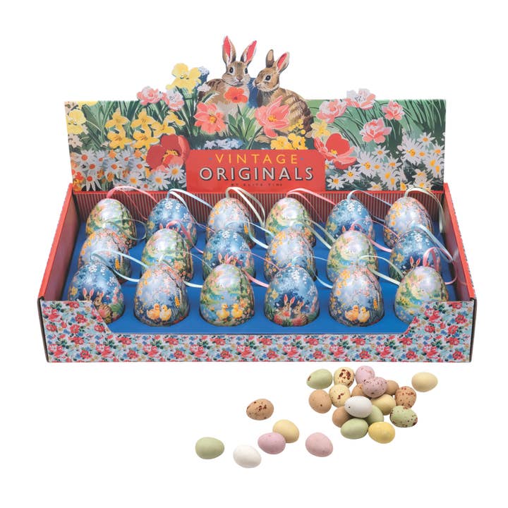 Vintage Easter Tin Mini Eggs with Chocolate Eggs for wholesale by Tin Treats
