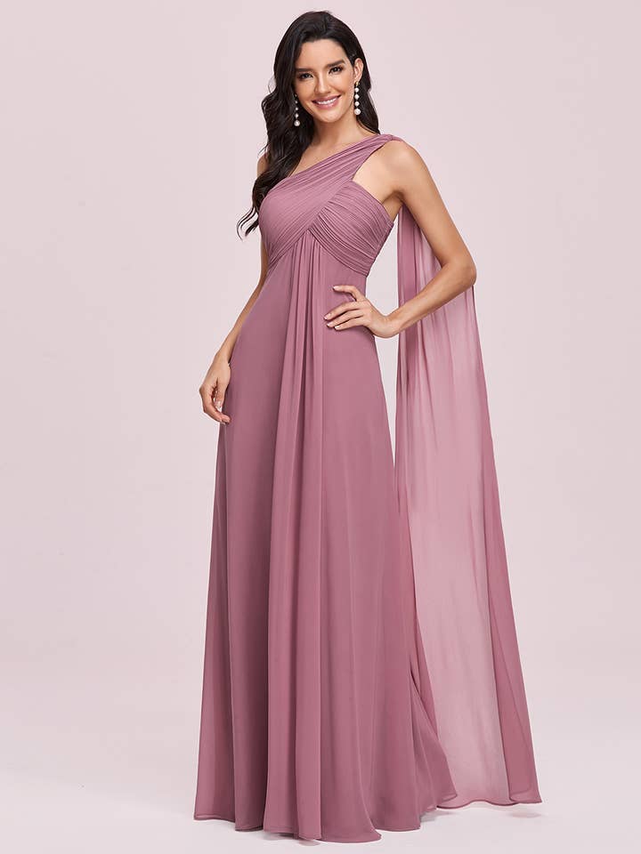 Ever-Pretty - Wholesale Gown – Women's - Elegant Pleated One-Shoulder Bridesmaids Dress6