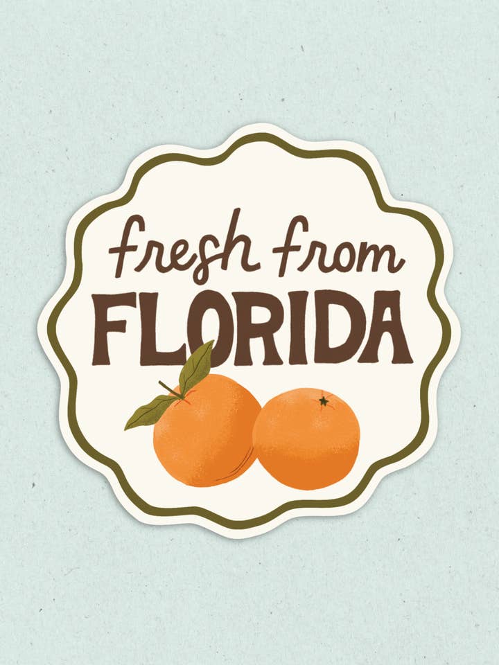 Frisk Fra Florida Orange Badge Udstanset Klistermærke for engroshandel hos StephKay Designs