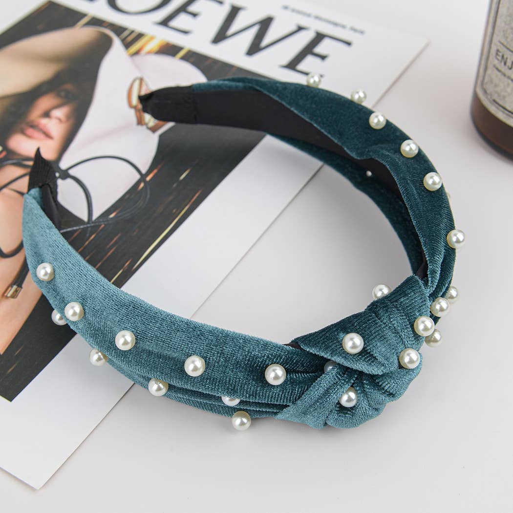 TheDivaSoap - Wholesale Fashion Headband - Women's - Flannel Embellished Knotted Beaded Pearl Headband10